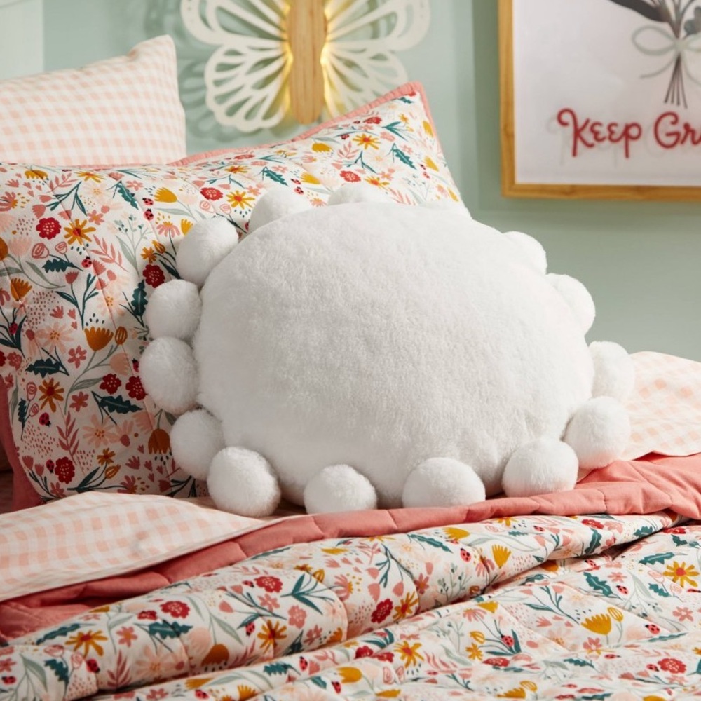 Pillowfort White Pom-Pom Pillow